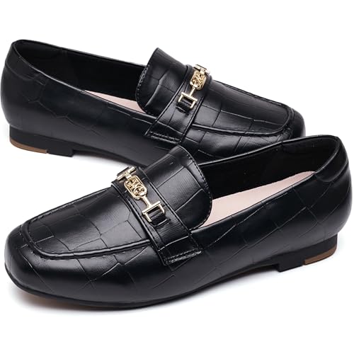 DeYashopin Women's Loafer Shoes Leisure Slip On Work Shoes Comfort Walking Flats Black Stone 8 - Image 3