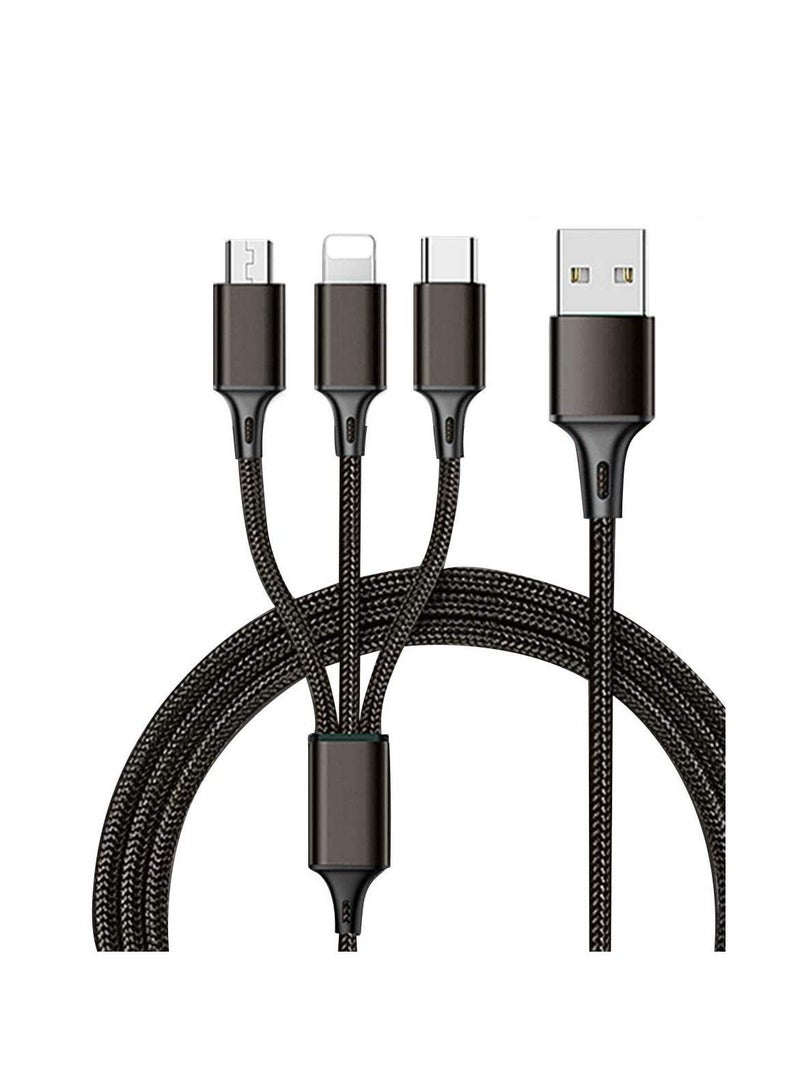 Multi Charging Cable 4Ft 3 in 1 with USB Type C Cable Compatible with Galaxy S10 S9 Plus Note9 Z OnePlus 8T,Micro Cable for Galaxy S7 Edge S6,Nexus,Xbox,PS4 USB Chargers(BLACK) - Image 1