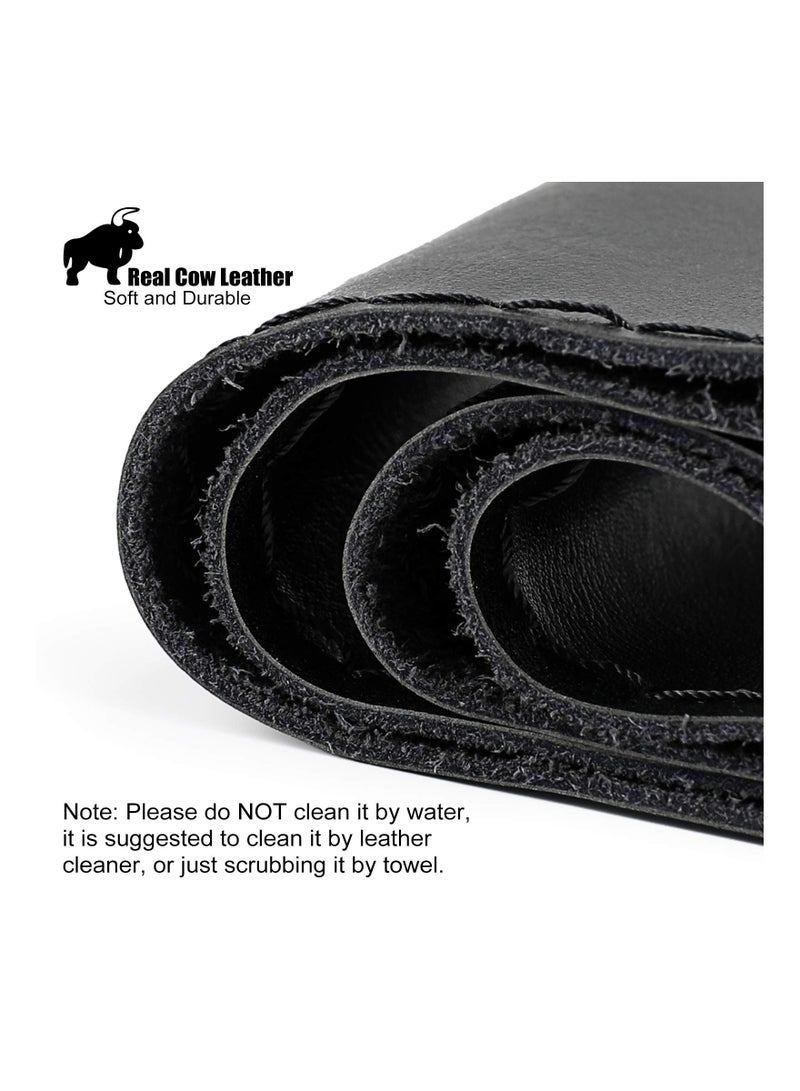 SOLARAE Genuine Leather Steering Wheel Cover, Stitch On Wrap, for 14 1/2 - 15 inches Round and D-Type Steering Wheels, Black - Image 3