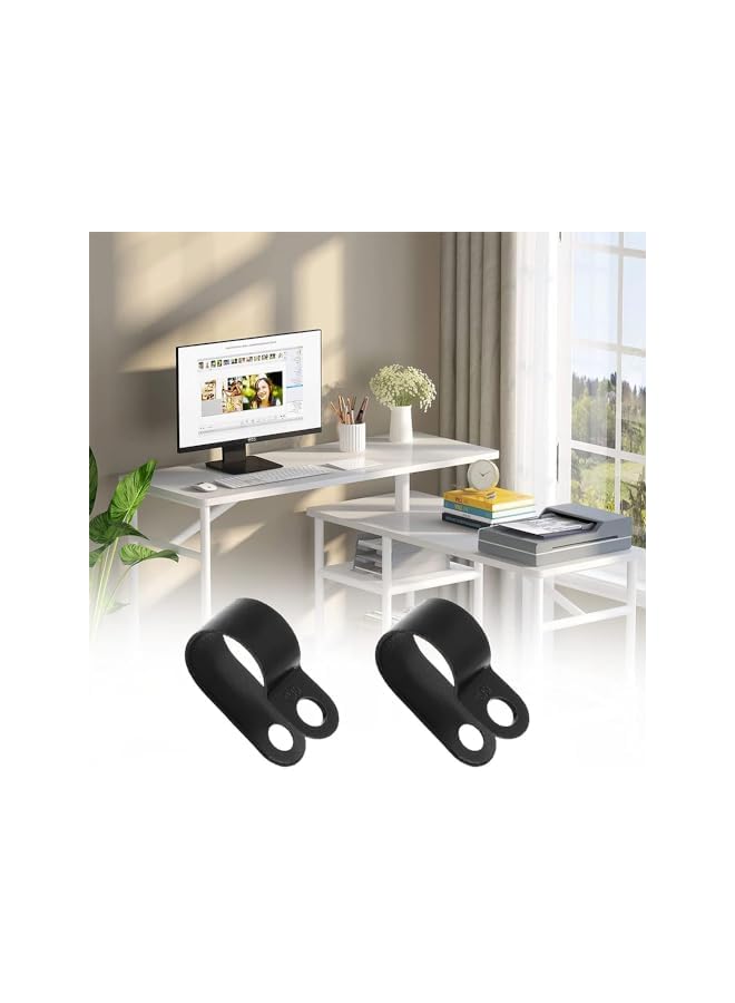 Green Tiger Cable Clips,P-Style Mounting Clips for Rope Light Compatible Stainless Steel Pan Head Phillips Screws,100 Pack,Suitable for Wire Diameter 64mm,Black - Image 4