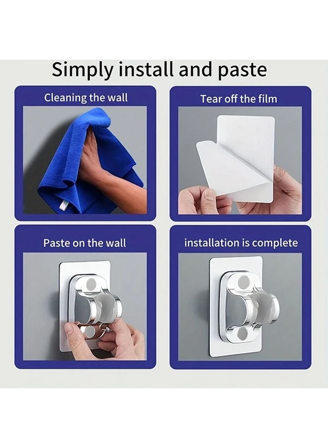 White No Drill Wall Mount Shower Holder Adjustable Handheld Showerhead Bracket - Image 5