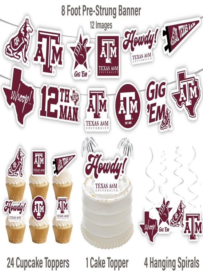 PartyKandy Texas A&M Party Supplies for TAMU Football, Birthday Gift, Graduation Party Banner and Cake Toppers (42 Pieces)(Texas A&M Aggies) - Image 3
