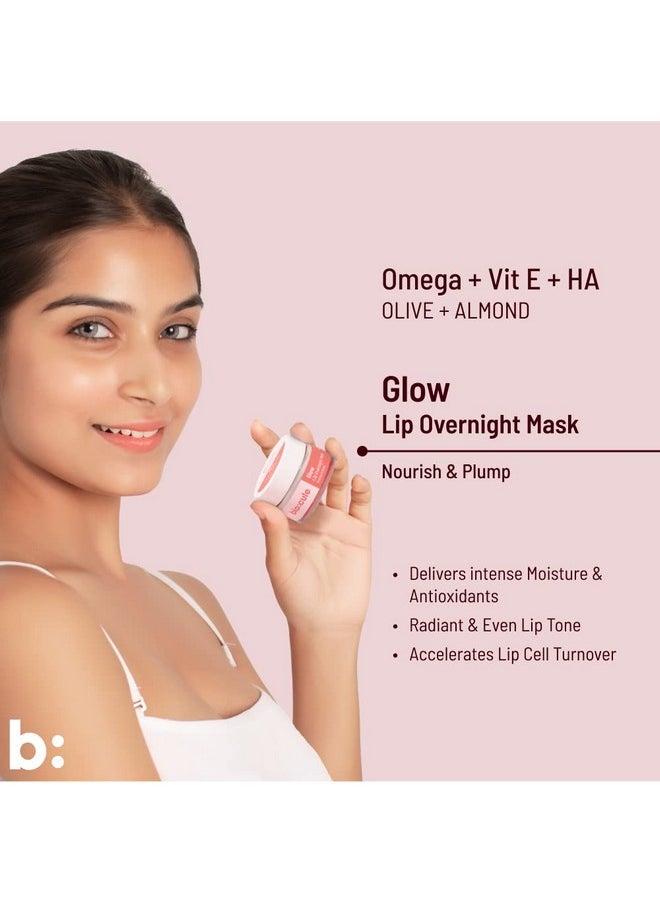 Biocule Glow Lip Overnight Sleeping Mask For Nourished Plump & Glowing Lips ; With Omega Vitamin E & Hyaluronic Acid From Olive & Almond ; For Men & Women 100% Natural 15G  - Image 3