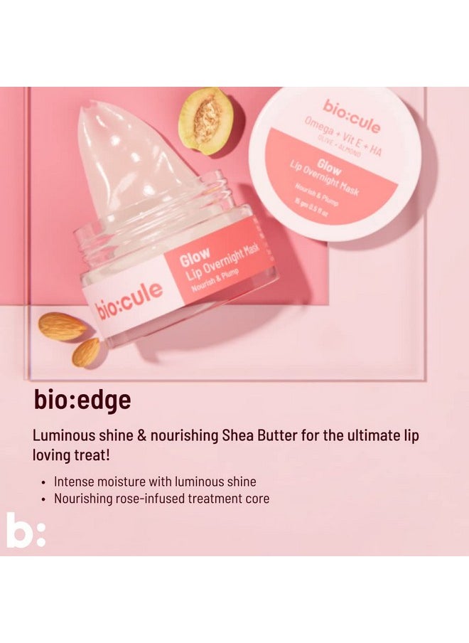 Biocule Glow Lip Overnight Sleeping Mask For Nourished Plump & Glowing Lips ; With Omega Vitamin E & Hyaluronic Acid From Olive & Almond ; For Men & Women 100% Natural 15G  - Image 4