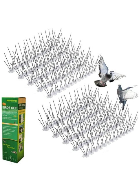 10-Pcs Bird Spikes Strips,Newest Pigeon Spikes With Stainless Steel Deterrent Spikes & 360 Degrees Flexible Base Great Defenders For Flat Or Curved Surface