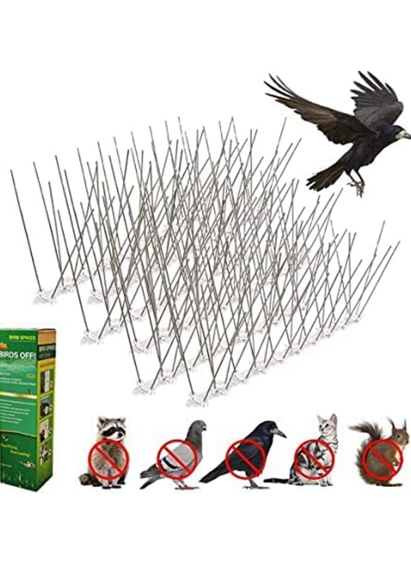 HomarKet - 10-Pcs Bird Spikes Strips,Newest Pigeon Spikes With Stainless Steel Deterrent Spikes & 360 Degrees Flexible Base Great Defenders For Flat Or Curved Surface - Image 1
