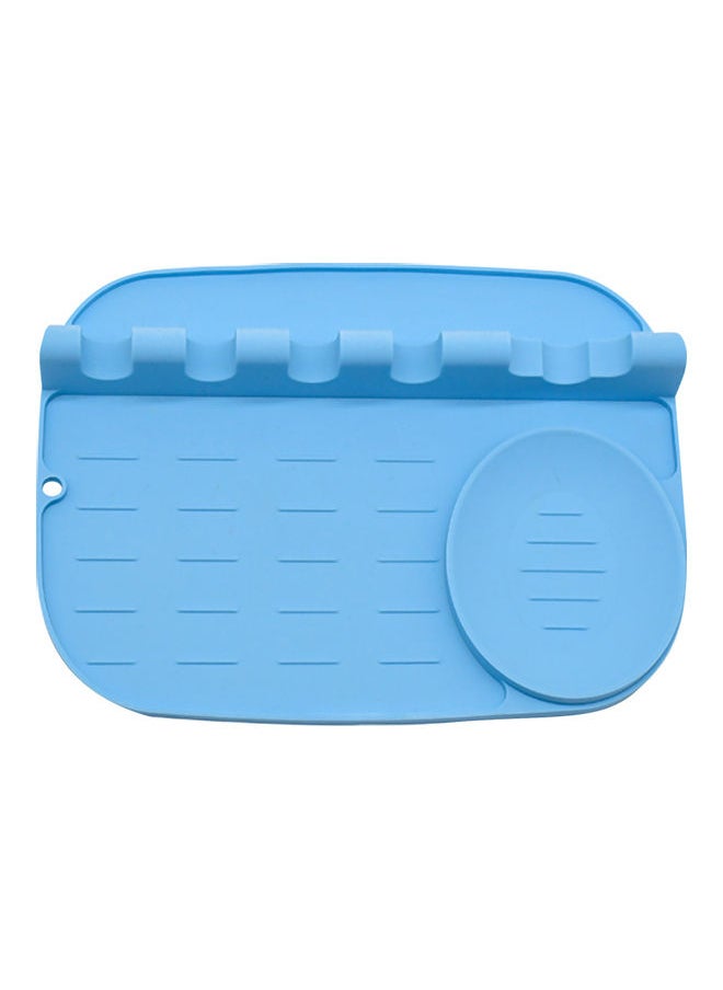 NIBEMINENT Silicone Utensil Rest With Drip Pad Blue 25.3x3.8x19cm 