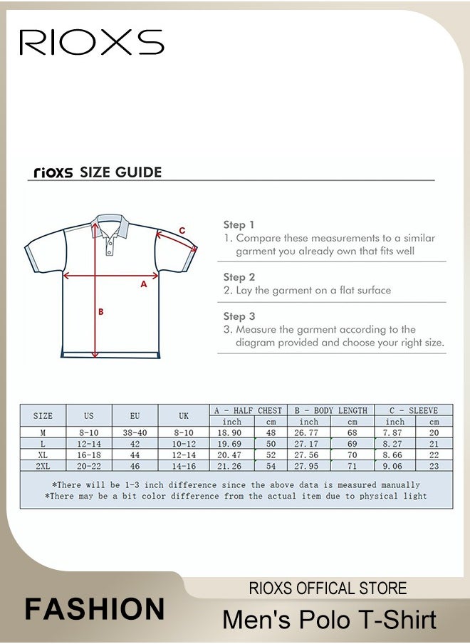 RIOXS - Men's Slim Fit Tops, Polo T-Shirt For Men, Classic Basic Short Sleeve Tops, Men Golf Shirt, Casual Tops Polo T Shirts, Comfy Button Collar Shirts For Work Travel And Daily Wear - Image 1