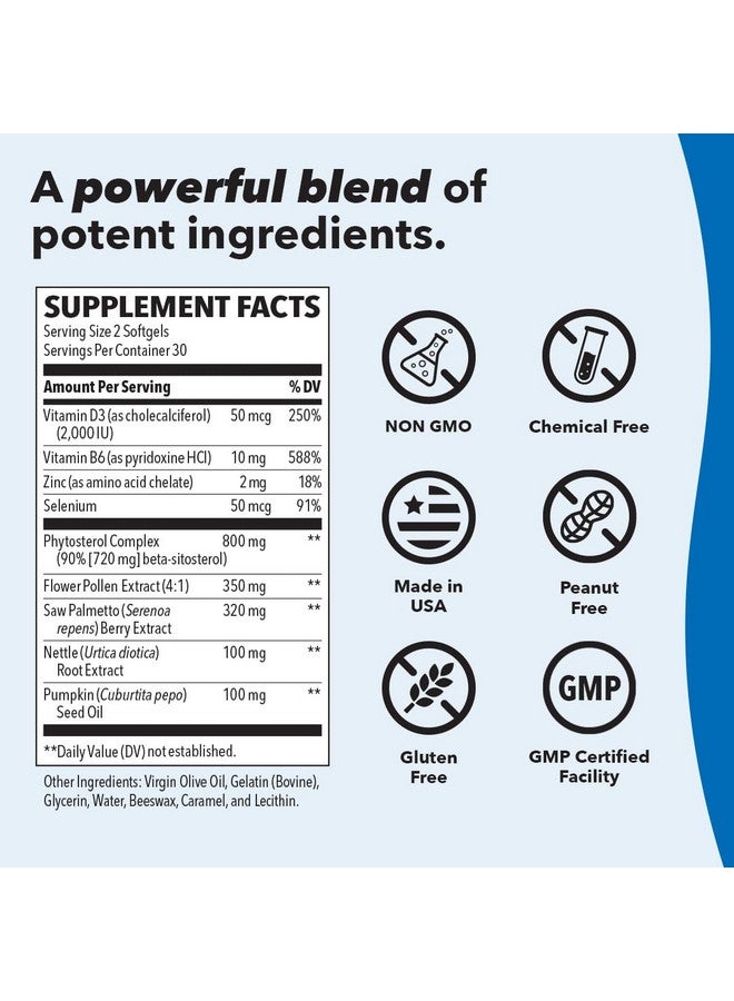 لايف سيزنز Pros-T - مكمل غذائي لدعم البروستاتا - بالميتو المنشاري، فيتوستيرول، زنك، نبات القراص، فيتامين د-3 وفيتامين ب6 - يعزز وظيفة البروستاتا الصحية وتدفق البول الطبيعي - يحسن سلامة الأنسجة - 60 كبسولة هلامية - Image 3