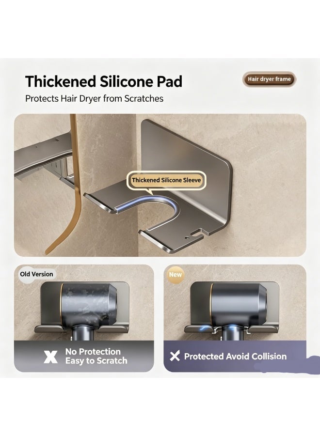 Hair dryer holder, no drilling required, wall-mounted hair dryer bracket for bathroom - Image 2