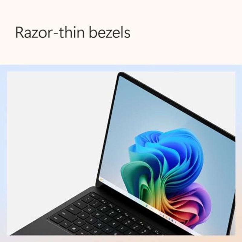 كمبيوتر محمول Surface 13.8 للعمل والدراسة، هيكل من الألومنيوم، أسود، شاشة تعمل باللمس 120 هرتز مع Snapdragon X Plus، ذاكرة وصول عشوائي سعتها 16 جيجابايت، محرك أقراص SSD سعة 512 جيجابايت، برنامج Copilot+PC، لوحة مفاتيح باللغة الإنجليزية/العربية - Image 2