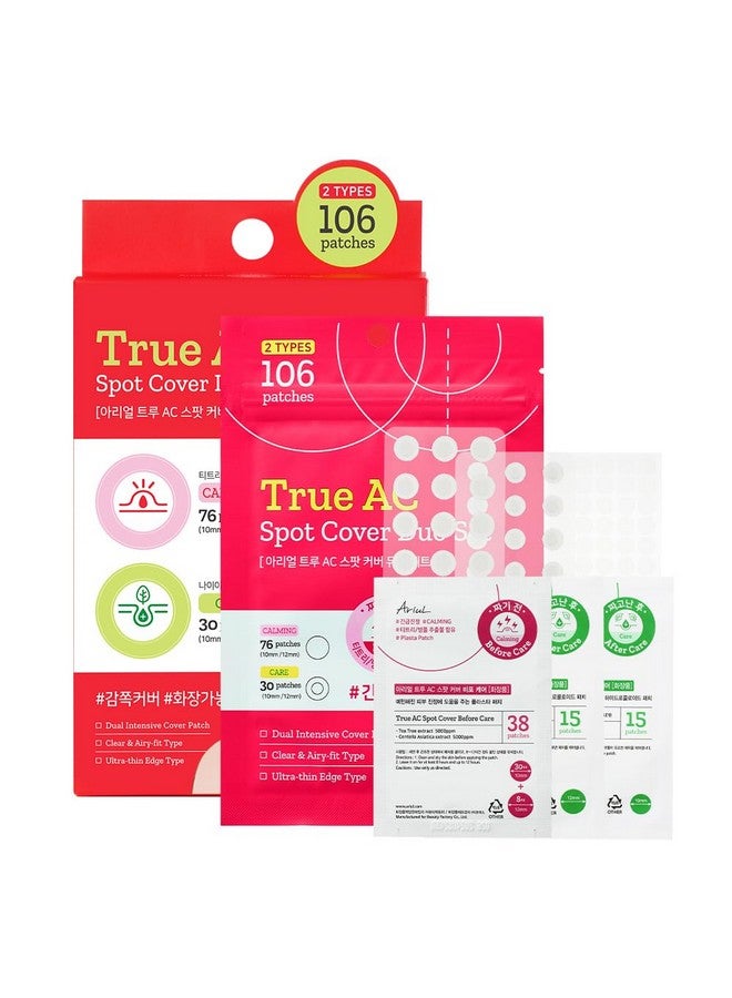 Ariul Ariul True AC Spot Cover Duo Set - Before & After Blemish Care, Hydrocolloid Acne Patch with Salicylic Acid, Niacinamide, Tea Tree Oil & Cica, Ultra-Thin, Korean Skin Care, 106 Patches - Image 1