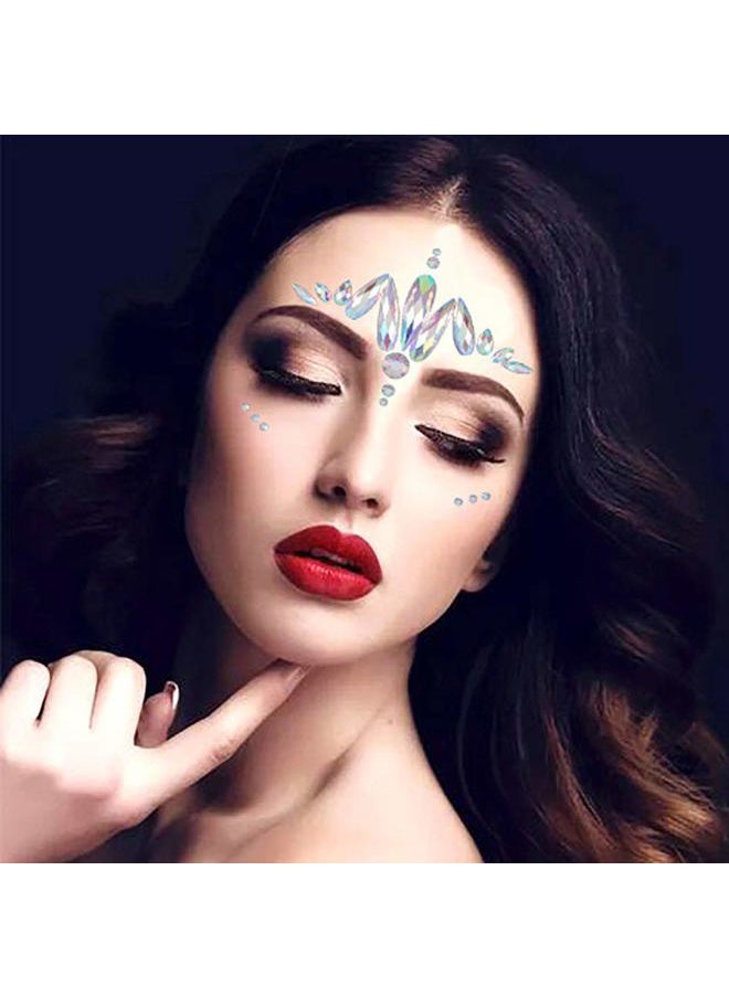 Chicque - Rhinestone Face Jewels Mermaid Body Jewelry Glitter Crystal Eyes Face Gems Stone Rave Party Festival Sticker Jewels for Women and Girls 2PCS (A) - Image 1