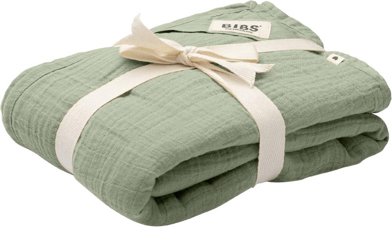 BIBS Cuddle Swaddle Muslin Blanket 120x120cm in Sage - Image 1