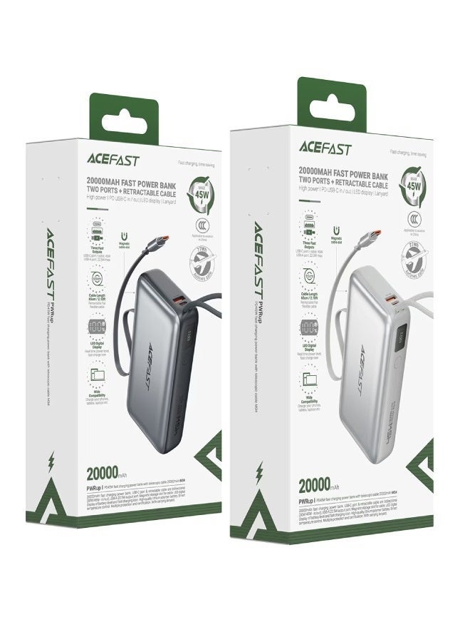 AceFast Fast Charge Power Bank M34 PD45W 20000mAh Metal Grey - Image 2