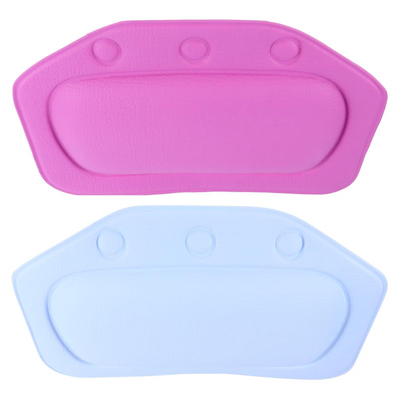 2Pcs Bath Pillow with Suction Cups PVC Foam Tub Headrest Neck and Back Support Cushion Random Color - Image 2