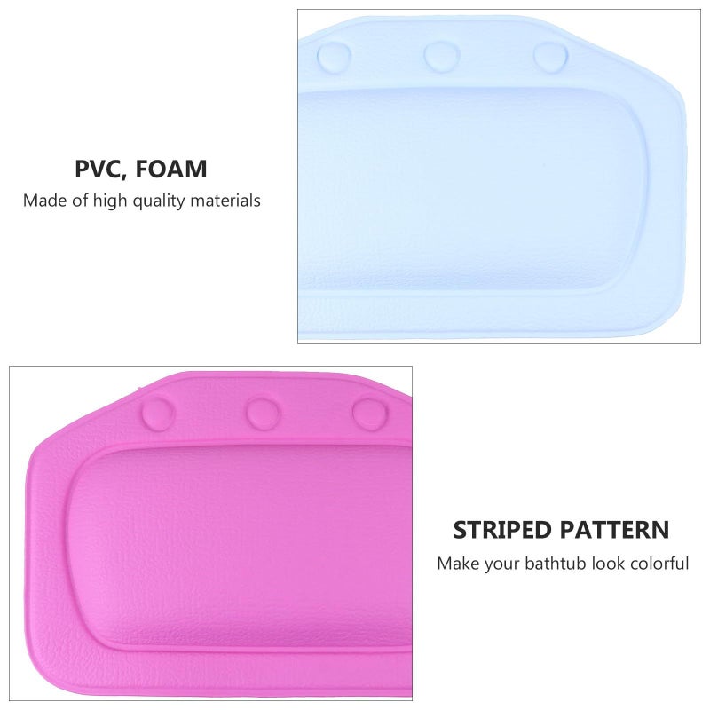 2Pcs Bath Pillow with Suction Cups PVC Foam Tub Headrest Neck and Back Support Cushion Random Color - Image 4