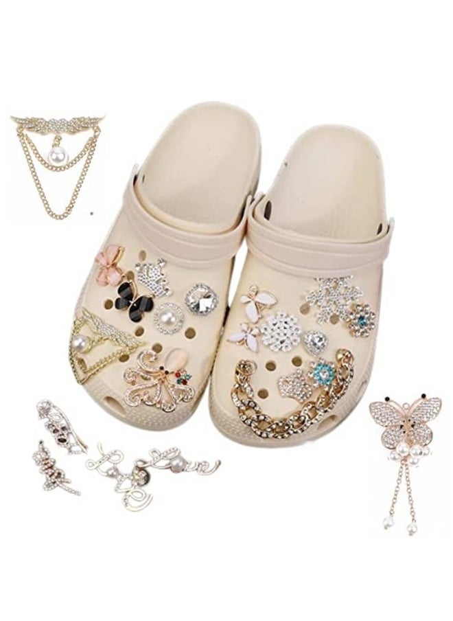 21 حزمة من سحر الأحذية المينا اللامع تناسب الصنادل والأحذية العصرية من الكريستال وزخارف المجوهرات للبنات والنساء هدايا حفلات أعياد الميلاد
