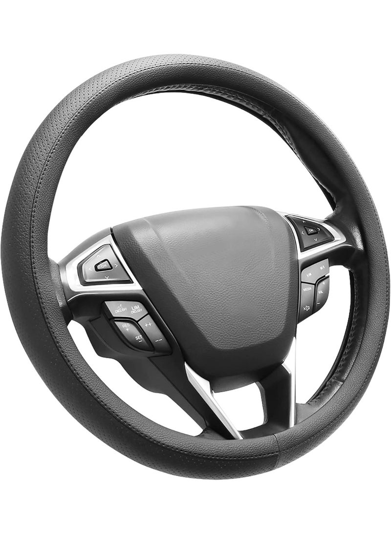 SEG Direct Black Car Steering Wheel Cover Medium Size 14.5-15 inch (37-39 cm), Breathable Microfiber Leather - Image 1