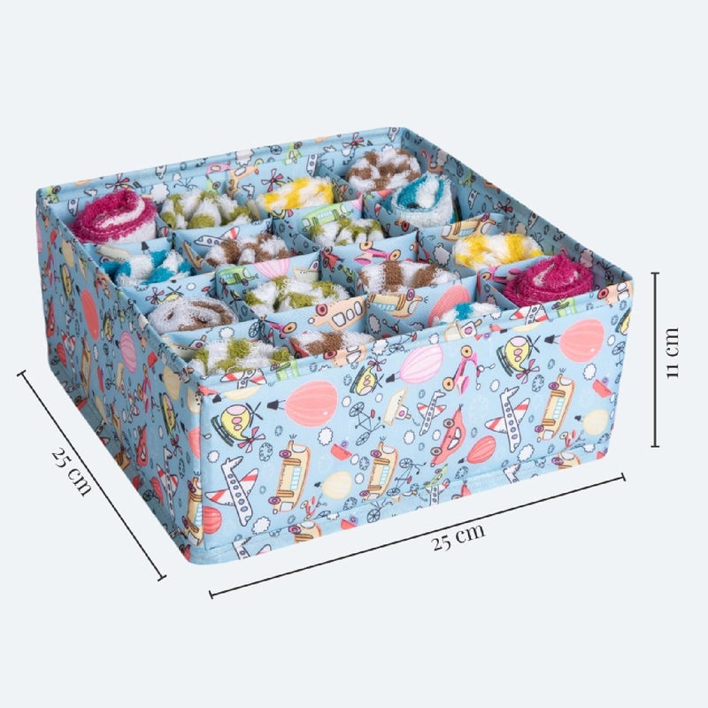 HomeStrap HomeStrap Pack of 2 16 Compartment Garment Storage Organizer Foldable Cube for Kids Kids Socks Clothes Underwear Pants Napkins Napies Holder - Image 2