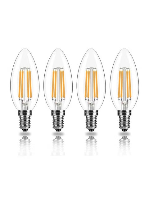 E14 LED Light Bulb, 4 Pack C35 Filament Candle Bulbs, 40W Equivalent, SES 4W, LED Filament Light Bulb, Warm White 2700K, Decorative Light Bulbs Retro Clear Glass