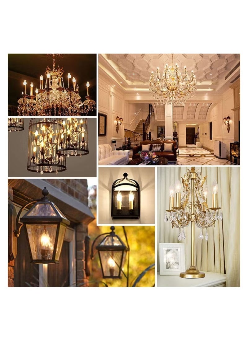 E14 LED Light Bulb, 4 Pack C35 Filament Candle Bulbs, 40W Equivalent, SES 4W, LED Filament Light Bulb, Warm White 2700K, Decorative Light Bulbs Retro Clear Glass