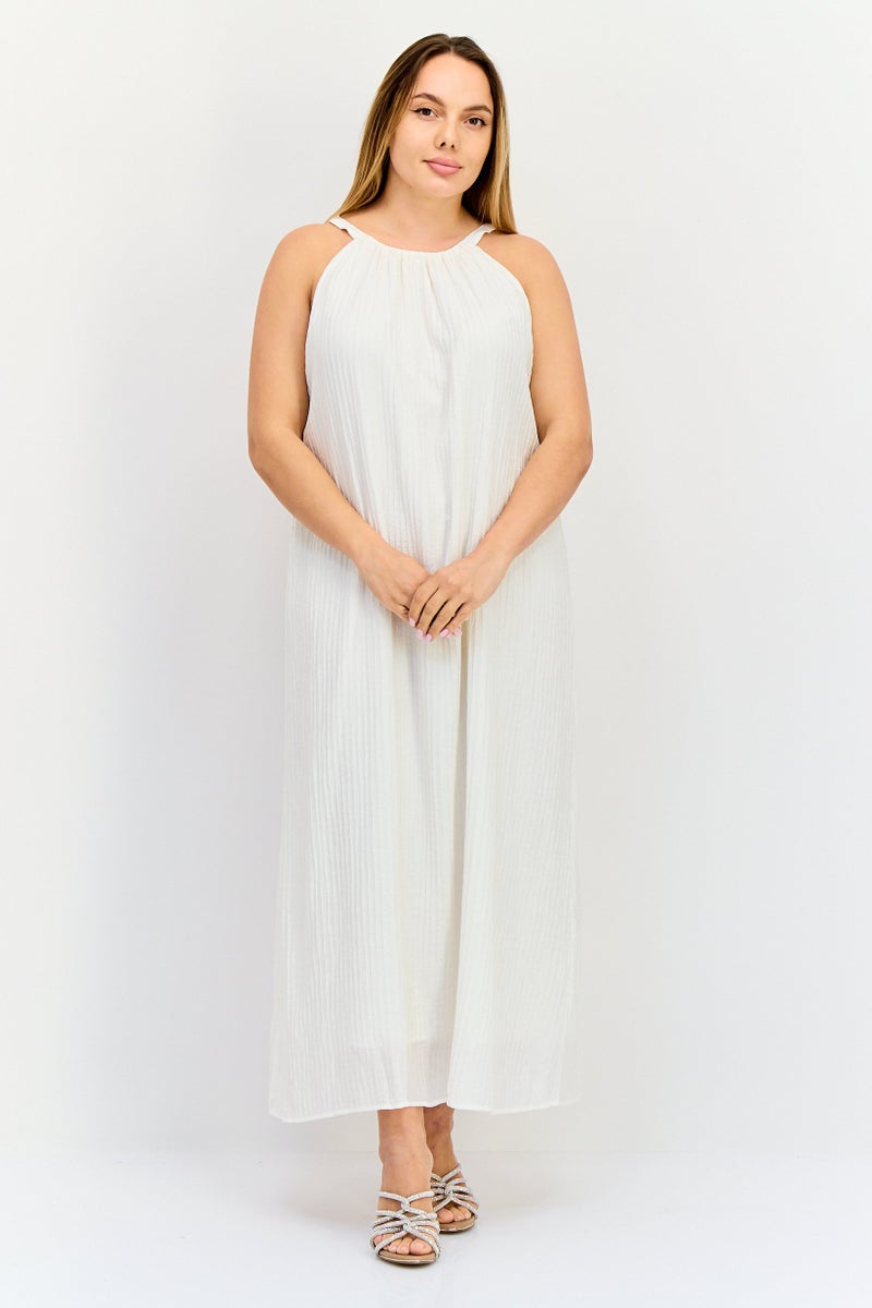 bebe فستان ميدي نسائي سادة، أبيض - Image 1