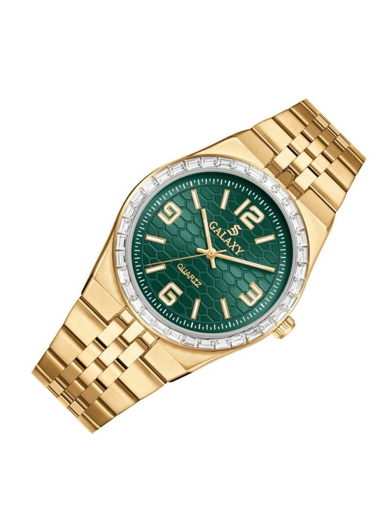 جالاكسي ساعة جالكسي GS-2398 للجنسين، ساعة معصم تناظرية، هيكل من الفولاذ المقاوم للصدأ، تصميم كلاسيكي أنيق، ساعة للارتداء اليومي - Image 2