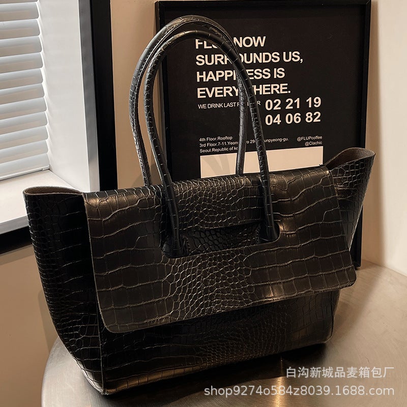 Fashion Stone Print Tote Bag Women'S Large Capacity Texturous Shoulder Bag Design Niche Commuter Bag - Image 3