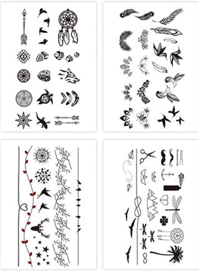 SYOSI 4 Sheets Simple Design Temporary Tattoo Sticker Set，Simple Tattoo Waterproof Fake Tattoo Stickers Unisex Tattoo Stickers Animal - Image 1