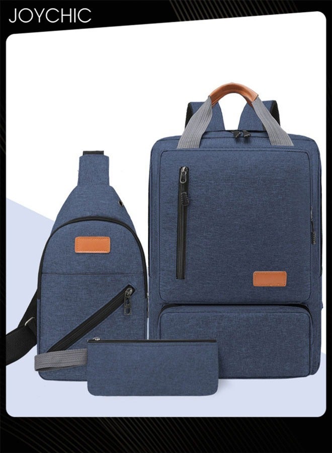 Joychic حقيبة ظهر لاب توب سفر أوكسفورد 3 قطع بتصميم متين بسحاب حقيبة مدرسية مضادة للسرقة مقاومة للماء للحياة اليومية للرجال في المكتب والأنشطة الخارجية - Image 1