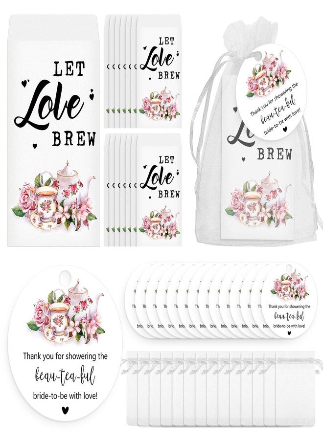 Skybooly 50 Sets Bridal Shower Tea Party Favors for Guests Include Tea Bags and Self Adhesive Kraft Paper Envelopes Thank You Tags Organza Bags Bridal Party Favors Wedding Gift (Pink) - Image 1
