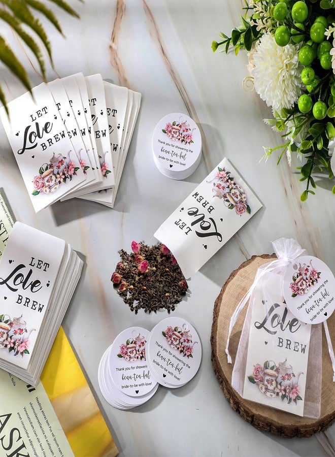 Skybooly 50 Sets Bridal Shower Tea Party Favors for Guests Include Tea Bags and Self Adhesive Kraft Paper Envelopes Thank You Tags Organza Bags Bridal Party Favors Wedding Gift (Pink) - Image 5