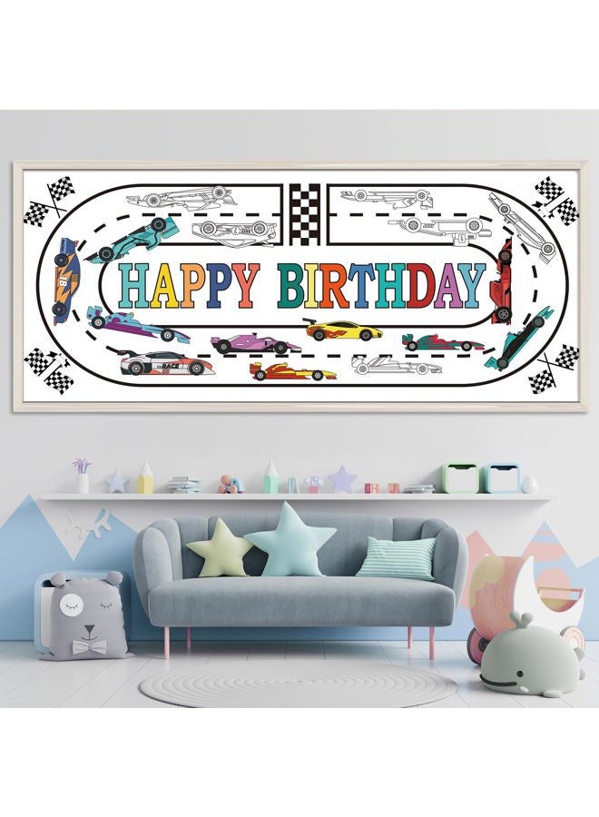 OHOME Race Car Giant Coloring Poster/Tablecloth - Race Car Birthday Party Decorations - 30 x 72 Inches Jumbo Coloring Banner Kids Crafts Activities Decor Party Supplies - Image 4