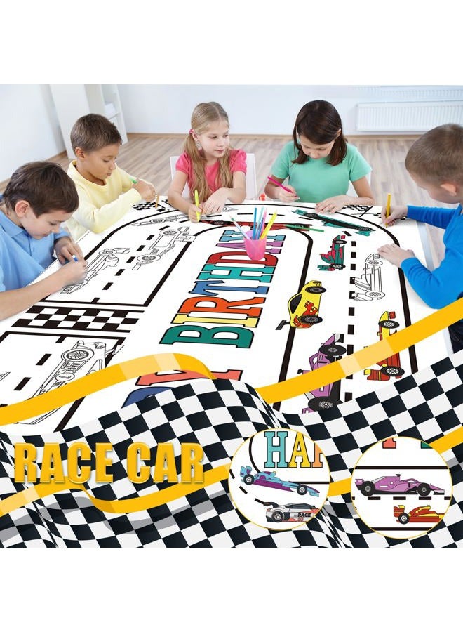 OHOME Race Car Giant Coloring Poster/Tablecloth - Race Car Birthday Party Decorations - 30 x 72 Inches Jumbo Coloring Banner Kids Crafts Activities Decor Party Supplies - Image 3