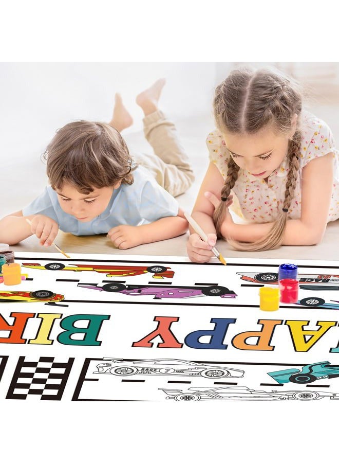 OHOME Race Car Giant Coloring Poster/Tablecloth - Race Car Birthday Party Decorations - 30 x 72 Inches Jumbo Coloring Banner Kids Crafts Activities Decor Party Supplies - Image 5