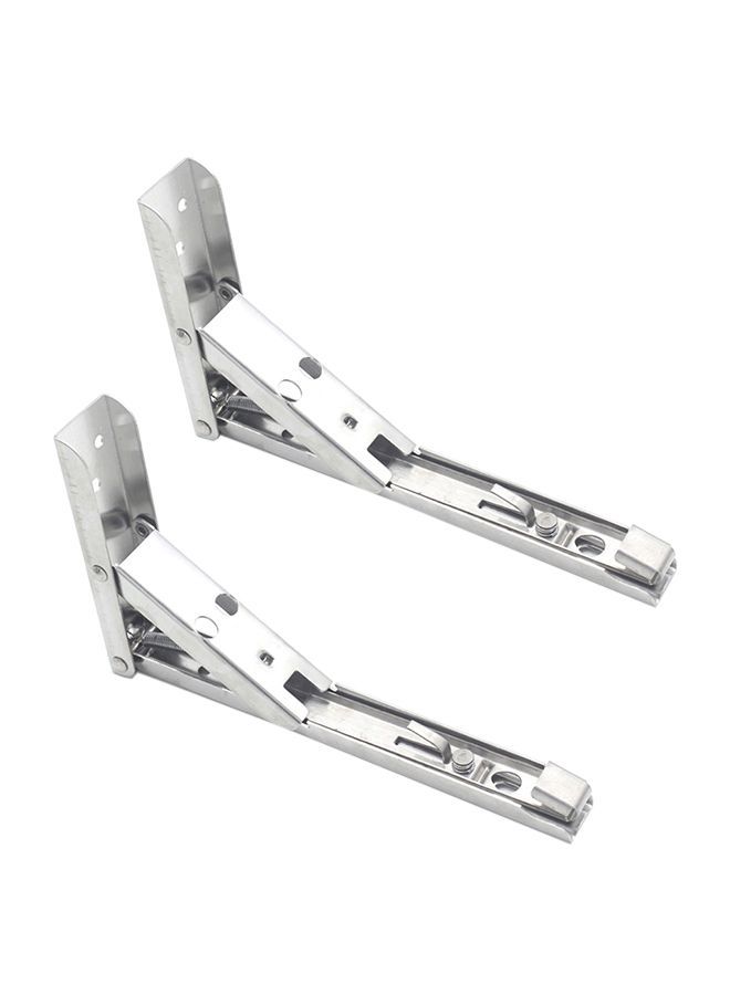 NIBEMINENT 2-Piece Spring Design Wall Mount Shelf Bracket Silver  - Image 1