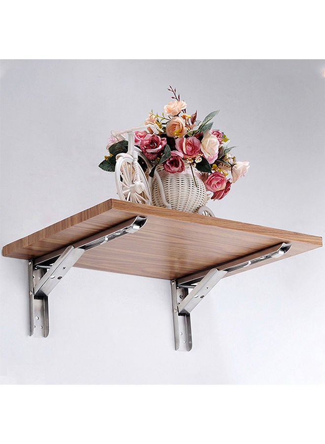 NIBEMINENT 2-Piece Spring Design Wall Mount Shelf Bracket Silver  - Image 2