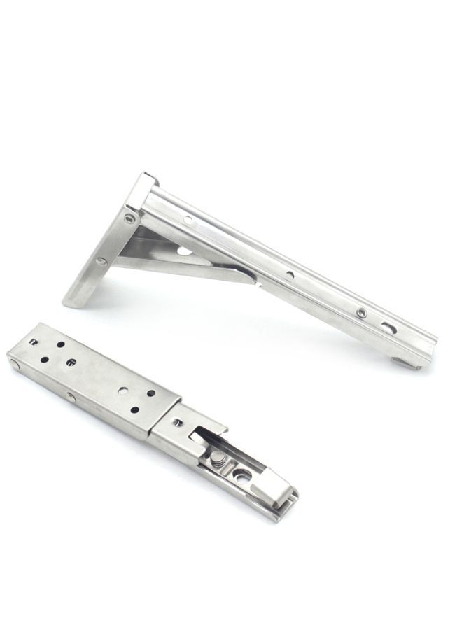 NIBEMINENT 2-Piece Spring Design Wall Mount Shelf Bracket Silver  - Image 4