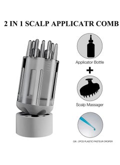 ZUKIMM Hair Oil Applicator for Hair Regrowth Treatment - Scalp Massager Minoxidil Applicator Kit - 2 in 1 Scalp Comb Hair Oil Bottle and Hair Brush for Hair Loss Oil Neo Hair Growth Serum (White)  - Image 2