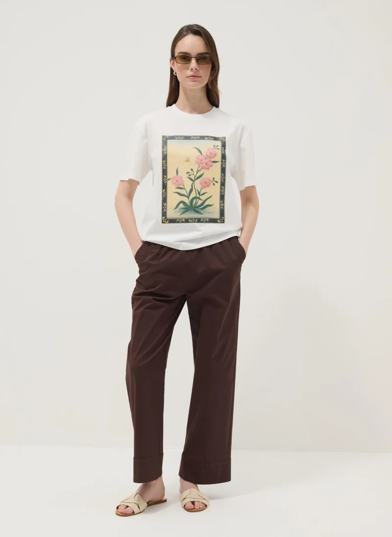 Ovs OVS White Pure Cotton T-Shirt With Floral Print