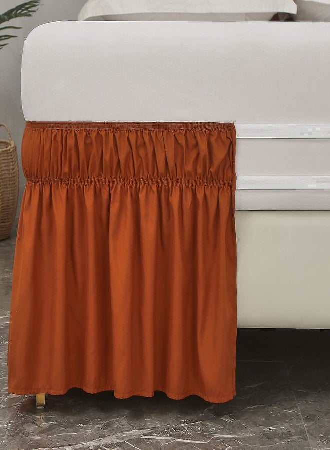 MEILA Wrap Around Bed Skirt Three Fabric Sides Elastic Dust Ruffled 16 Inch Tailored Drop,Easy to Install Fade Resistant-Caramel, Queen/King - Image 3