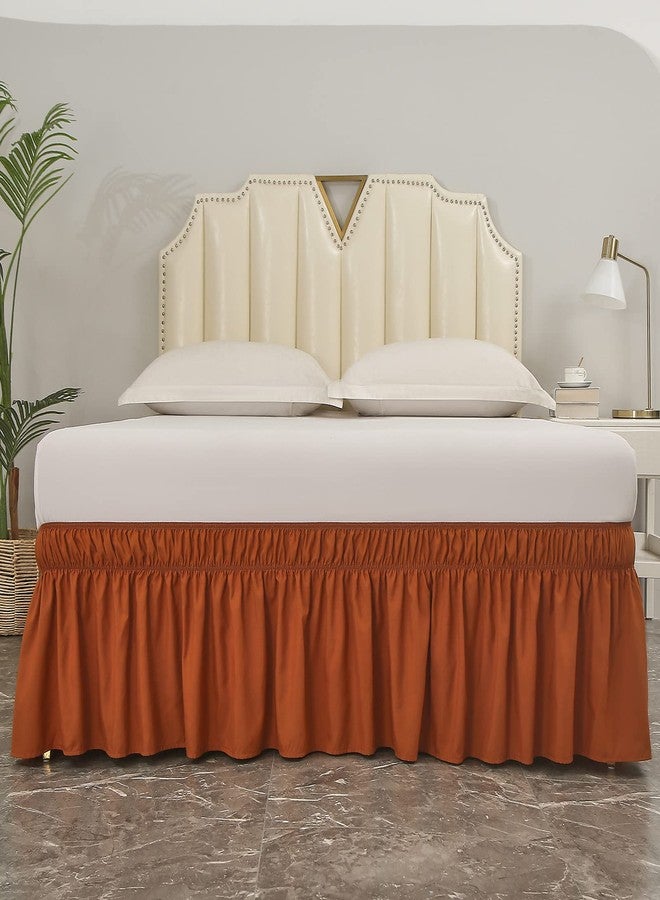 MEILA Wrap Around Bed Skirt Three Fabric Sides Elastic Dust Ruffled 16 Inch Tailored Drop,Easy to Install Fade Resistant-Caramel, Queen/King - Image 2