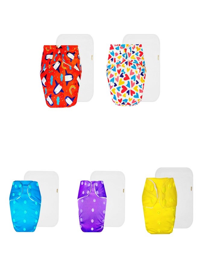 Dumbledo Premium Cloth Diaper with Cotton Insert (Pack of 5) | Hypoallergenic | Reusable & Washable | Easy to Clean | Trusted by Moms | 3 Months - 3 Years | Unisex Baby - Image 1