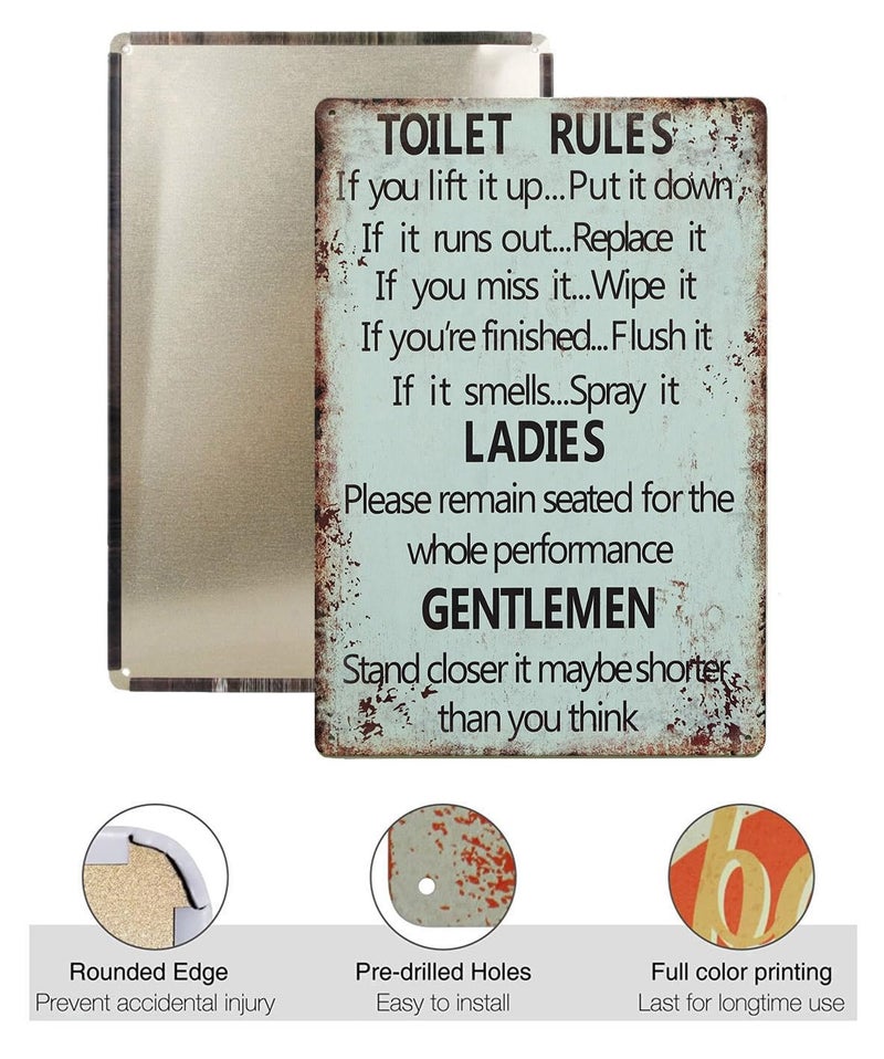 STORE 2508 Store2508 Vintage Metal Tin Sign Poster Toilet Rules 30x20 Cm - Image 2