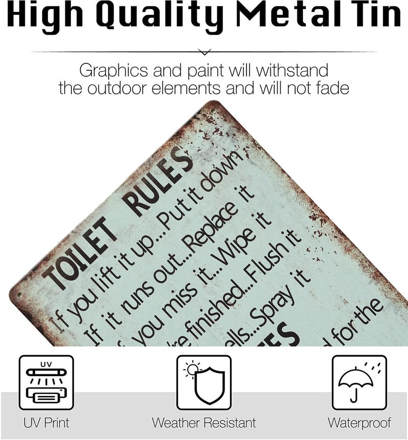 STORE 2508 Store2508 Vintage Metal Tin Sign Poster Toilet Rules 30x20 Cm - Image 3