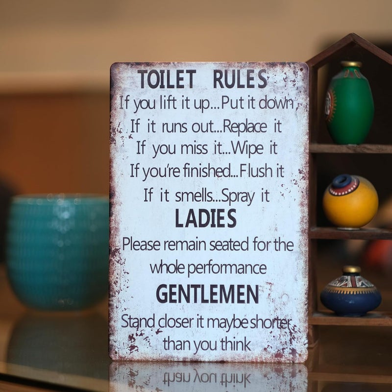 STORE 2508 Store2508 Vintage Metal Tin Sign Poster Toilet Rules 30x20 Cm - Image 4