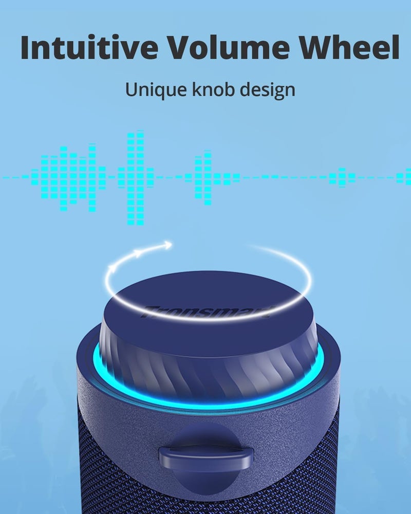 Tronsmart T7 30W Bluetooth Speaker, Portable Wireless Speaker with LED Lights Stereo Sound IPX7, AUX, Micro SD,TF Card (Blue) - Image 3