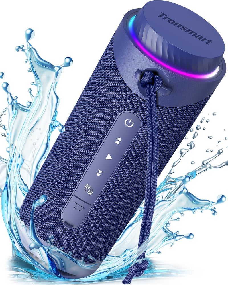 Tronsmart T7 30W Bluetooth Speaker, Portable Wireless Speaker with LED Lights Stereo Sound IPX7, AUX, Micro SD,TF Card (Blue) - Image 1