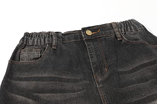 chouyatou Women's Casual Stretch Waist Washed Denim A-line Maxi Skirt (X-Large, Black) - Image 2